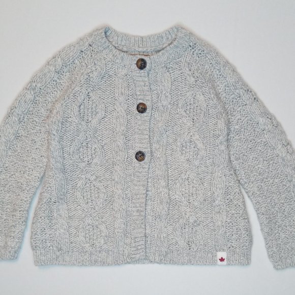Canadiana True North,  light grey, cable knit, button-up, cardigan US 3T - Picture 1 of 8